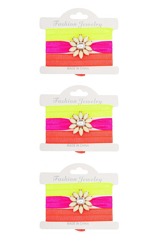 FLORAL ACCENT MIX HAIR TIE SET