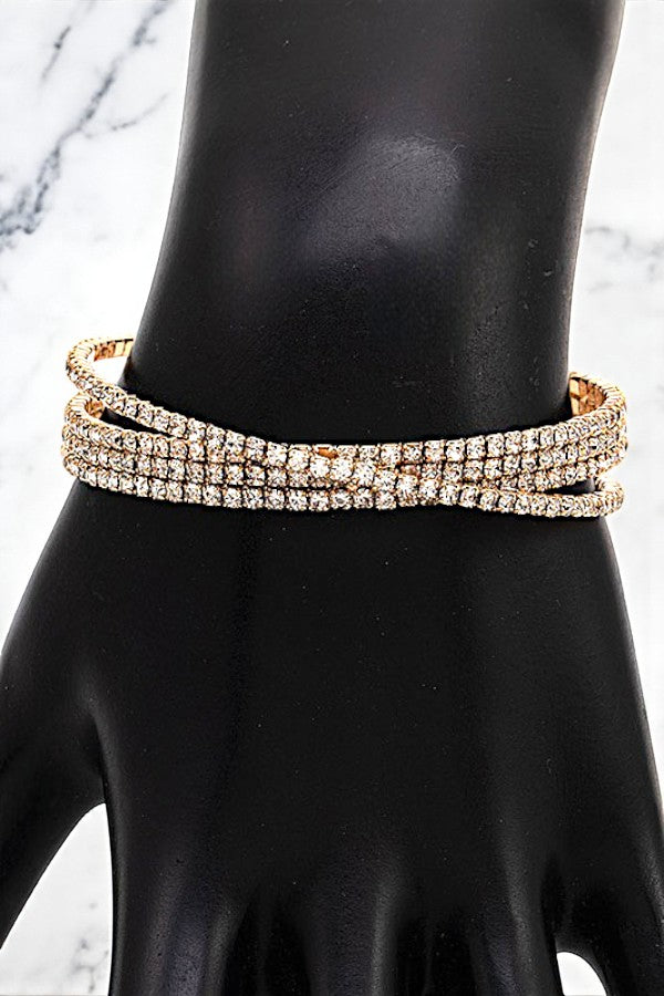 RHINESTONE PAVE INTERTWINED FLEX BRACELET