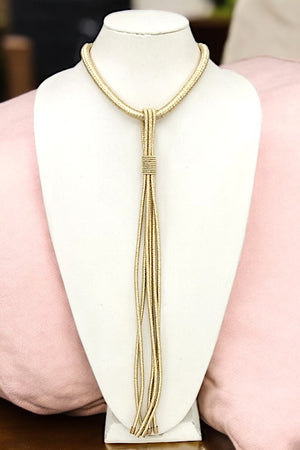 OBLONG CORD TASSEL COLLAR NECKLACE