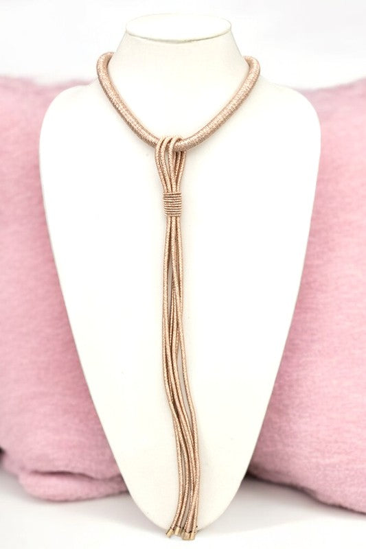 OBLONG CORD TASSEL COLLAR NECKLACE