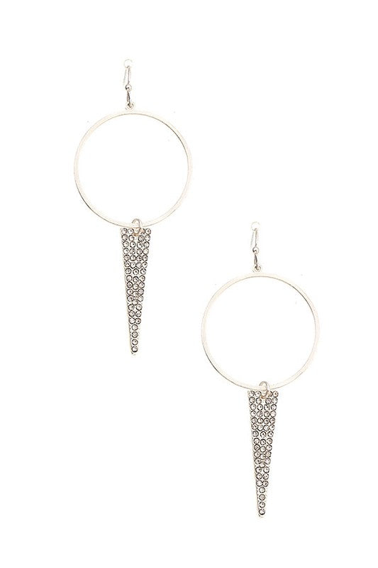 RHINESTONE TRIANGLE CIRCLE LINK DROP EARRING