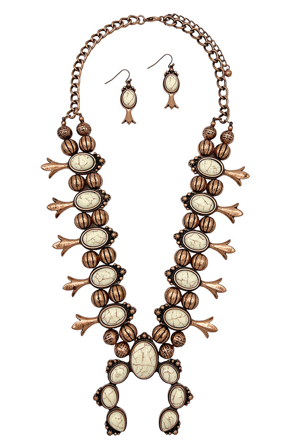 Squash Blossom Gemstone Necklace Set