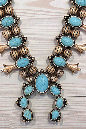 SQUASH BLOSSOM GEMSTONE NECKLACE SET