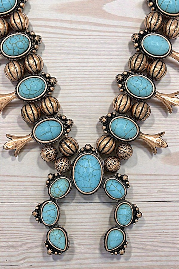 SQUASH BLOSSOM GEMSTONE NECKLACE SET