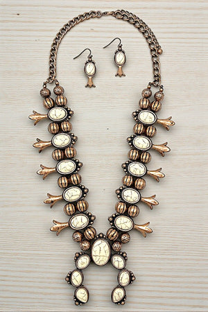 SQUASH BLOSSOM GEMSTONE NECKLACE SET