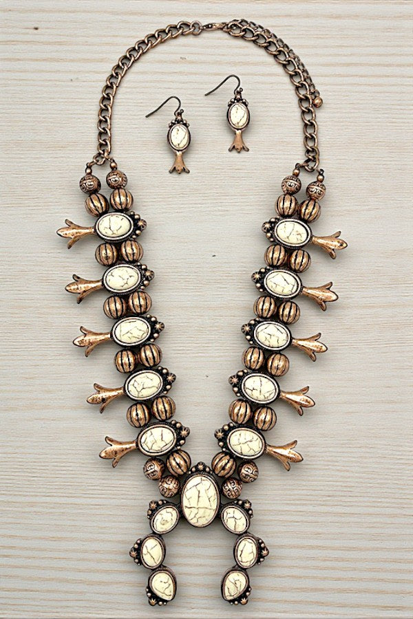 SQUASH BLOSSOM GEMSTONE NECKLACE SET