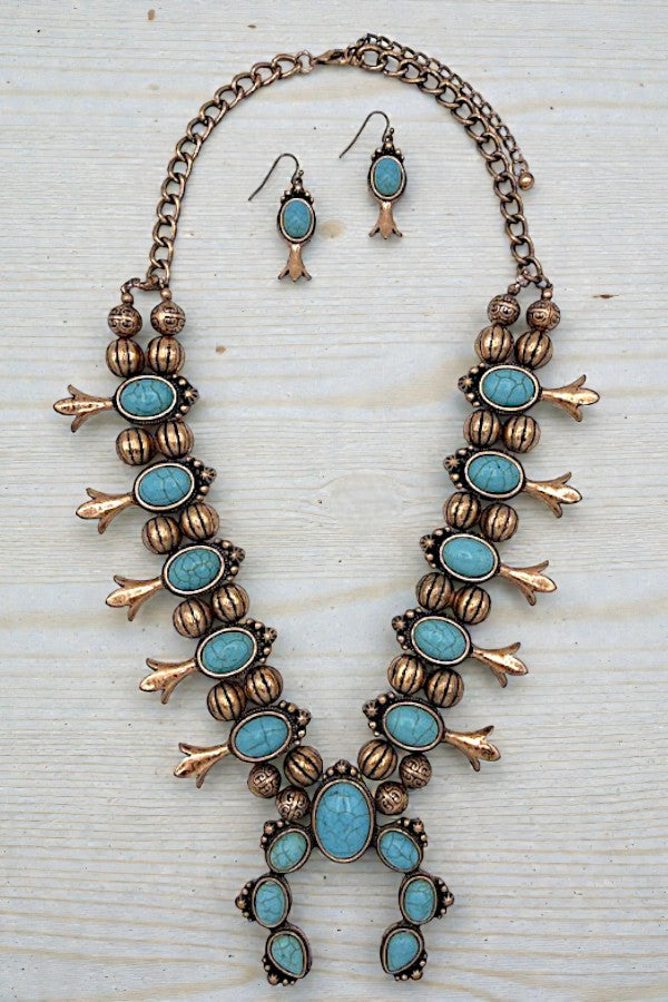 SQUASH BLOSSOM GEMSTONE NECKLACE SET