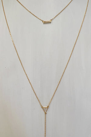 Triangle Bar Layered Long Necklace Set