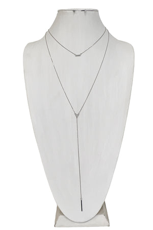 Triangle Bar Layered Long Necklace Set