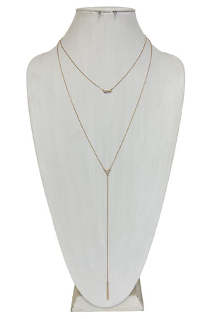 Triangle Bar Layered Long Necklace Set