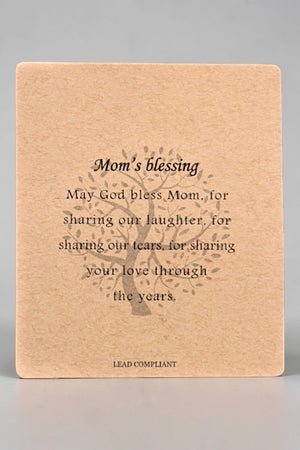 MOMS BLESSING ETCHED MESSAGE LINK HEART DANGLE STRETCH BRACELET