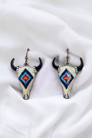 Etched Bull Dangle Earring