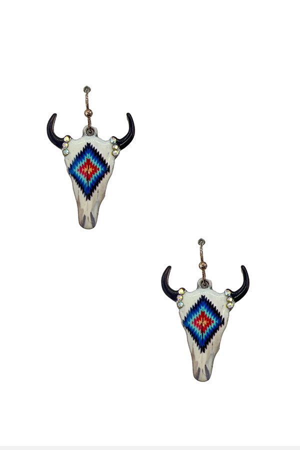 Etched Bull Dangle Earring