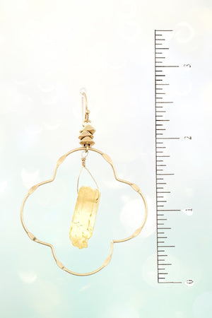 DROP STONE CLOVER DANGLE EARRING