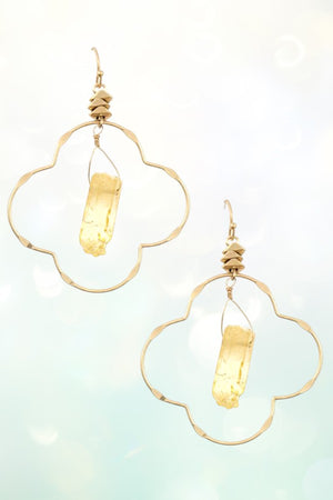 DROP STONE CLOVER DANGLE EARRING