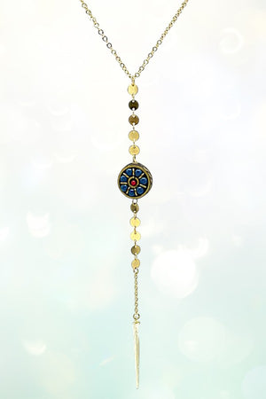 OBLONG DISK LINK PENDANT NECKLACE