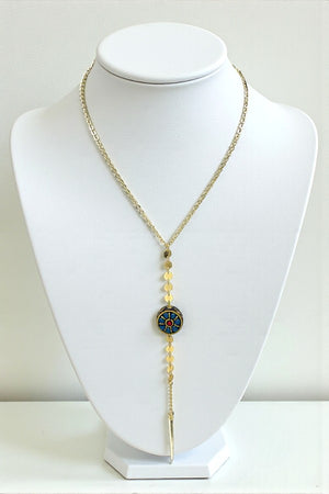 OBLONG DISK LINK PENDANT NECKLACE