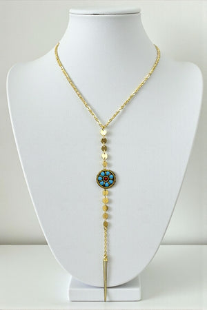 OBLONG DISK LINK PENDANT NECKLACE