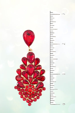 MULTI CRYSTAL GEMSTONE PAVE TEARDROP LINK EARRING