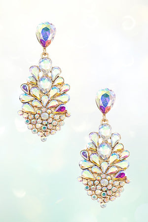 MULTI CRYSTAL GEMSTONE PAVE TEARDROP LINK EARRING