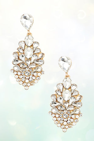 MULTI CRYSTAL GEMSTONE PAVE TEARDROP LINK EARRING