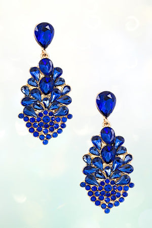 MULTI CRYSTAL GEMSTONE PAVE TEARDROP LINK EARRING