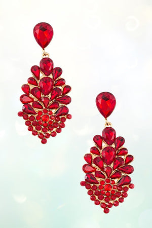 MULTI CRYSTAL GEMSTONE PAVE TEARDROP LINK EARRING