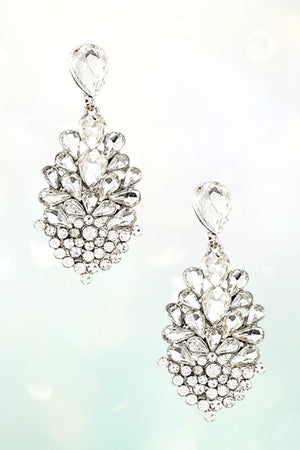 MULTI CRYSTAL GEMSTONE PAVE TEARDROP LINK EARRING