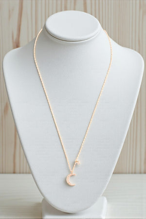 STAR AND CRESCENT MOON PENDANT NECKLACE