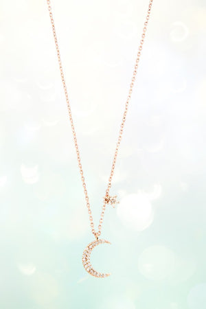 STAR AND CRESCENT MOON PENDANT NECKLACE