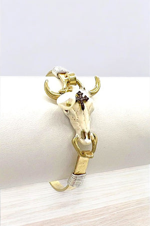 Cross Accent Bull Head Bangle Bracelet