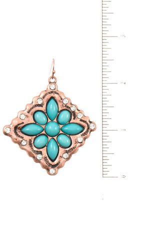 Floral Gem Framed Dangle Earring