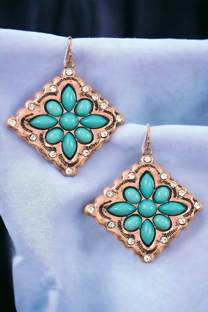 Floral Gem Framed Dangle Earring