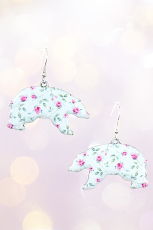 FLORAL BEAR DANGLE EARRING