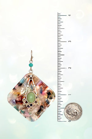 FILIGREE GEM ACCENT ACETATE DANGLE EARRING