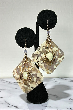 FILIGREE GEM ACCENT ACETATE DANGLE EARRING