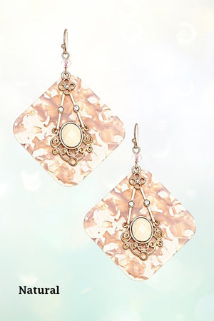 FILIGREE GEM ACCENT ACETATE DANGLE EARRING