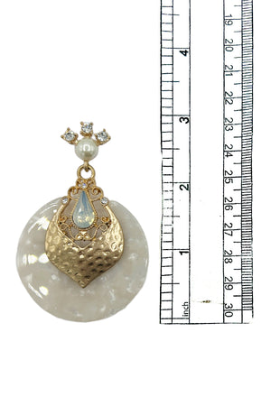 Shell Round Stone Filigree Drop Earring