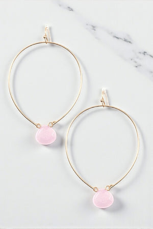 FACETED STONE TEARDROP DANGLE EARRING