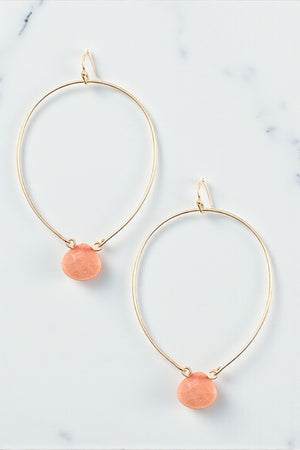 FACETED STONE TEARDROP DANGLE EARRING