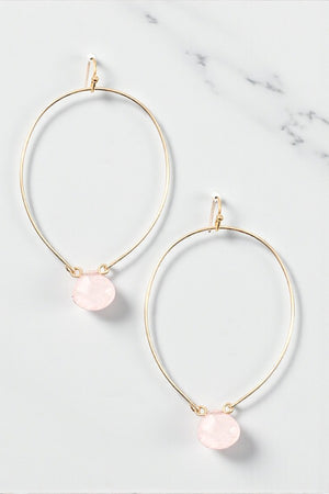 FACETED STONE TEARDROP DANGLE EARRING