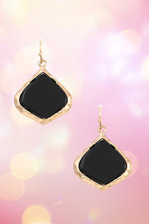 FRAMED GEMSTONE DANGLE EARRING