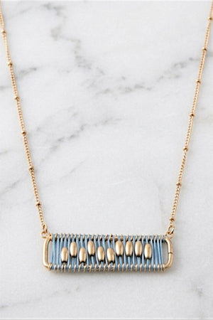 WIRED THREAD WRAPPED BEAD ACCENT PENDANT NECKLACE