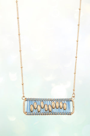 WIRED THREAD WRAPPED BEAD ACCENT PENDANT NECKLACE