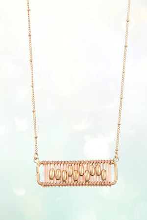 WIRED THREAD WRAPPED BEAD ACCENT PENDANT NECKLACE