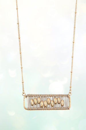 WIRED THREAD WRAPPED BEAD ACCENT PENDANT NECKLACE