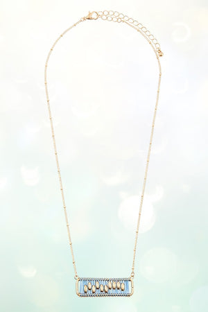 WIRED THREAD WRAPPED BEAD ACCENT PENDANT NECKLACE
