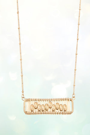 WIRED THREAD WRAPPED BEAD ACCENT PENDANT NECKLACE