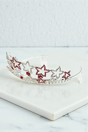 RHINESTONE PAVE STAR  SWEET 16 TIARA WITH TIP HAIR COMBS