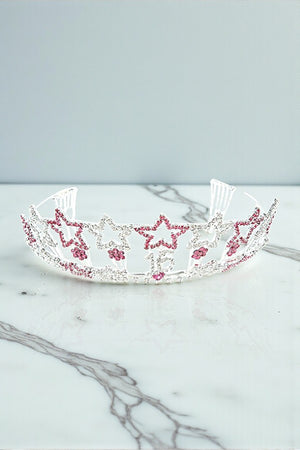 RHINESTONE PAVE STAR  SWEET 16 TIARA WITH TIP HAIR COMBS
